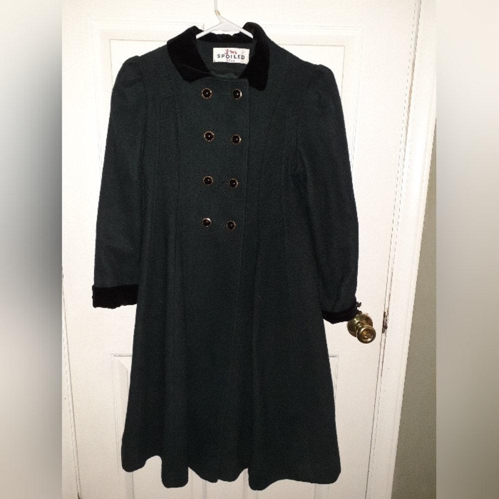 Spoiled Bebe Green WoolVelvet Kid Winter  Long Double Breasted  Girl…